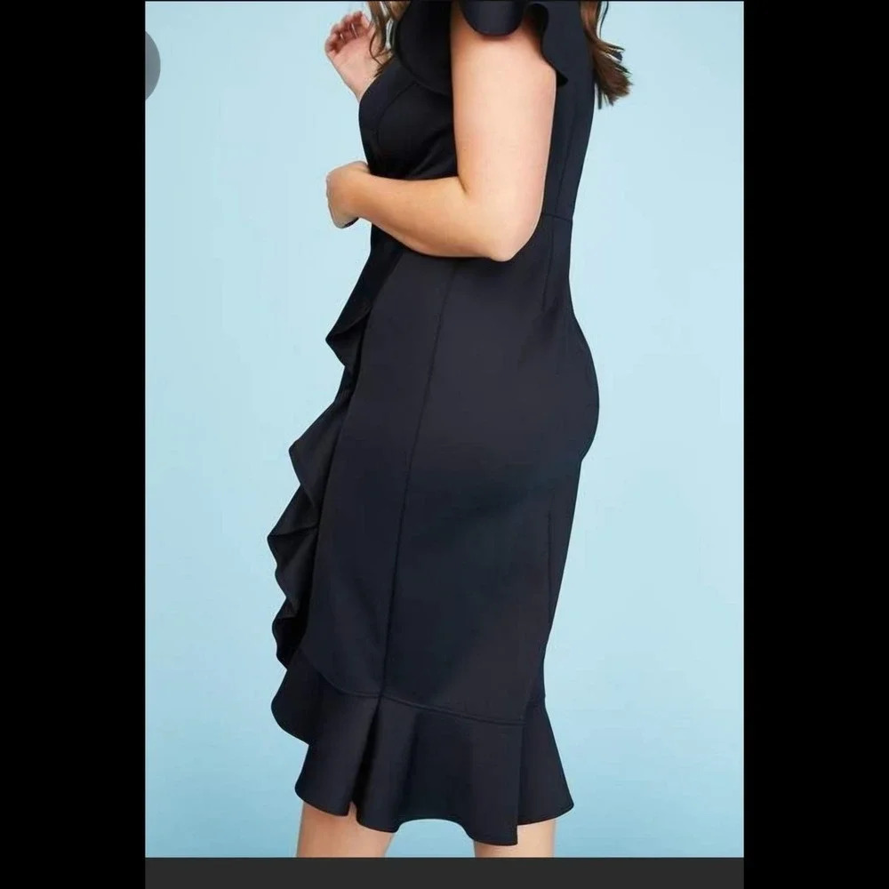 Lane Bryant Black Fluted Ruffle Sheath‎ Dress